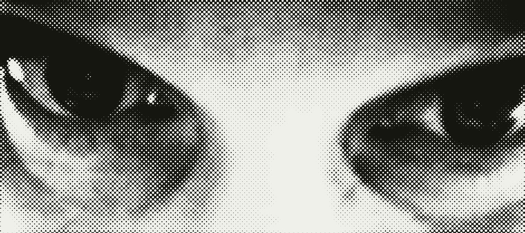 Close-up of Markoman's eyes in black-and-white halftone